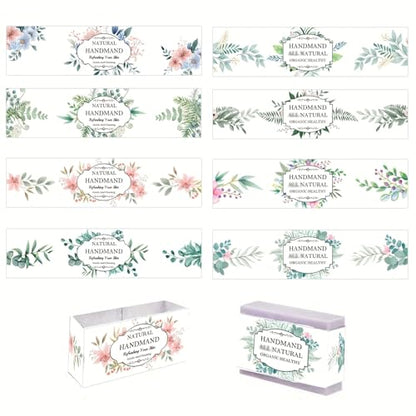 80Pcs Eucalyptus Leaves Soap Wrapper 8 Style Flower Wrap Tape for Homemade Soap (120 Count)