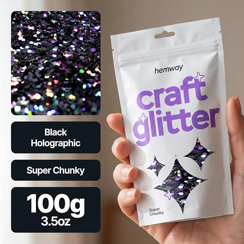 Craft Glitter Black Holographic 100g Super Chunky Glitter (3.5 Ounce)