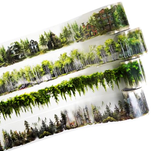 4 Rolls Forest Scenery PET Tape for Scrapbook Journaling (5 Count)