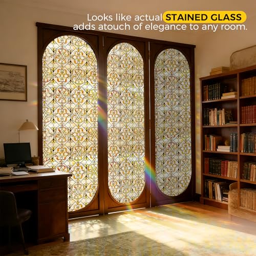 3D Stained Glass Window Privacy Film Decorative Non (664.17 sq in)