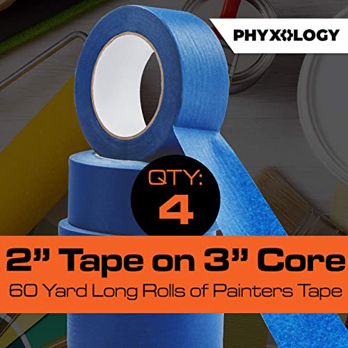 No Residue Blue Painters Tape 2 inch 4x 60 Yard Roll. Easy (720 Foot)