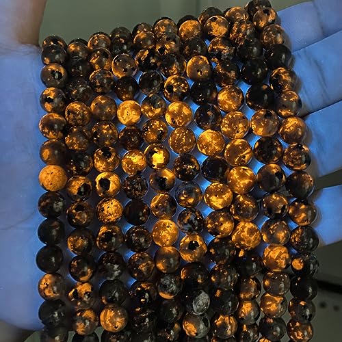 58pcs 6mm Natural Flame Yooperlite Stone Beads Round Healing Energy Power Stone Beads for Jewelry Making DIY Bracelet Necklace Earrings 15"