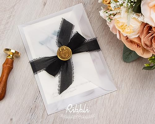 Black Chiffon Ribbon 1 Inch x 20 Yard Handmade Fringe Chiffon Silk Ribbon Black Ribbon for Gifts Wrapping (60 Foot)