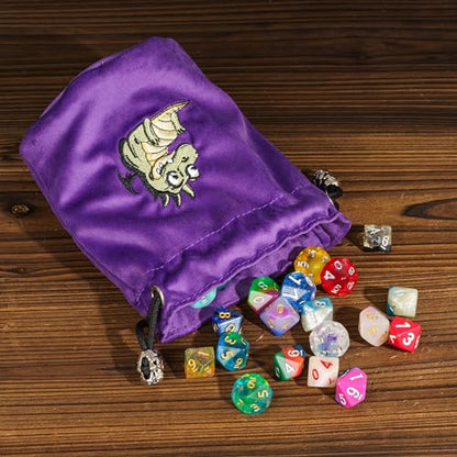 Large DND Dice Bag Purple Dice Storage Bag for Role Playing Games (2.11 Ounce)