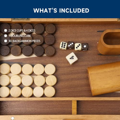 GSE Premium Wooden Magnetic Inlay Backgammon Board Set