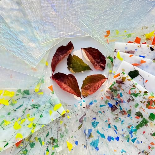 24 Sheets Clear Iridescent and Confetti Stained Glass Sheet Variety Pack (24 Count)