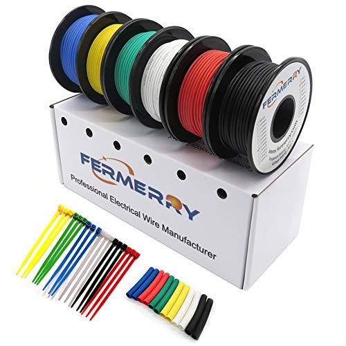 24 AWG Stranded Wire Spool 25ft Each 6 Colors (150 Foot)