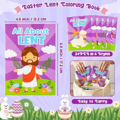 Easter Lent Catholic Crafts Coloring Book (24 Count)