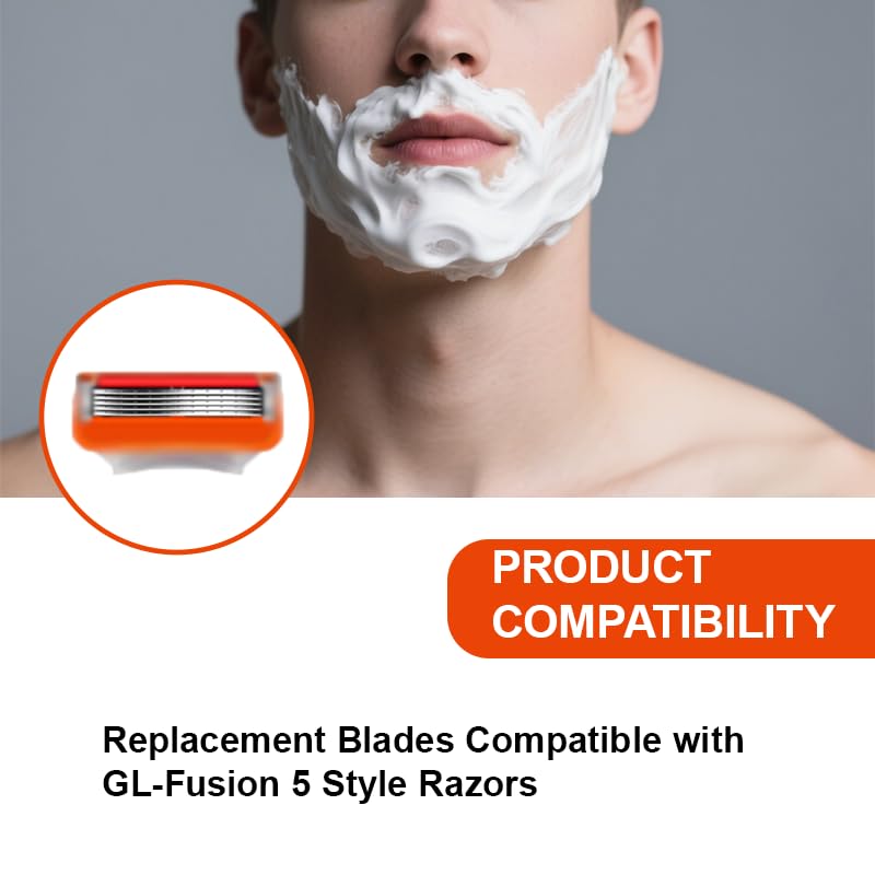 36 Replacement Blades Compatible with GL-Fusion 5 Style Razors (orange), Wet Razors Men's Blades Value Packs