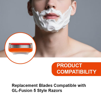 36 Replacement Blades Compatible with GL-Fusion 5 Style Razors (orange), Wet Razors Men's Blades Value Packs
