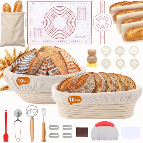 Sourdough Starter Kit 27Pcs with Round and Oval Banneton Basket (27 Count)