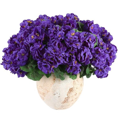 12 Pcs Artificial Geranium Flowers for Outdoors Geranium Silk Flowers Outdoor UV Resistant Garden Plants Faux Flowers for Home Kitchen Table Centerpieces Decor