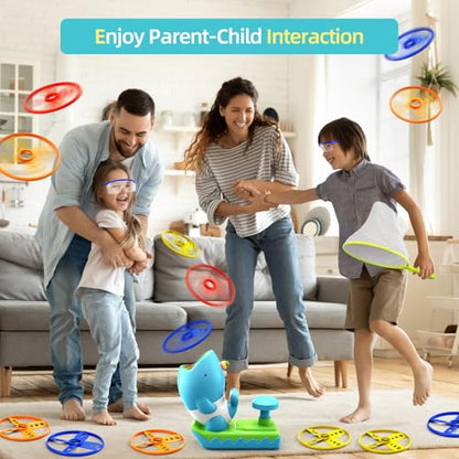24 PCS Flying Disc Launcher Outdoor Indoor Game Toys Gifts for 3 4 5 6 Year Old Kids (29 Count)