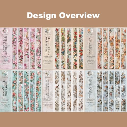 Vintage Floral Washi Tape Set (7 Count)