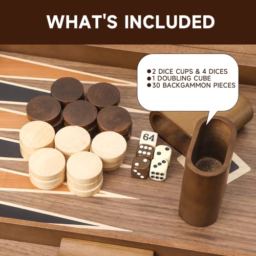 GSE Premium Wooden Inlay Backgammon Board Set