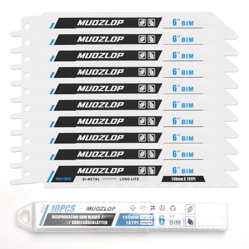 10Pack 6inch 18TPI Metal Reciprocating Saw Blades Set (10 Count)