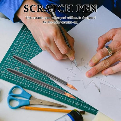 3Pcs Scratch Painting Pens Dual Tip Stylus Scratch and Sketch Drawing Tools with Protective Caps Comfortable Grip 6.69 Inch Length for Art and Craft