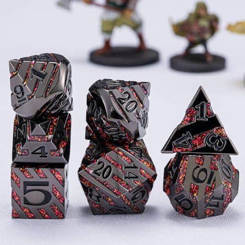 Decorative Inlay Metal Dice Set 7pcs (7 Count)