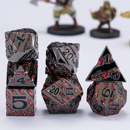 Decorative Inlay Metal Dice Set 7pcs (7 Count)