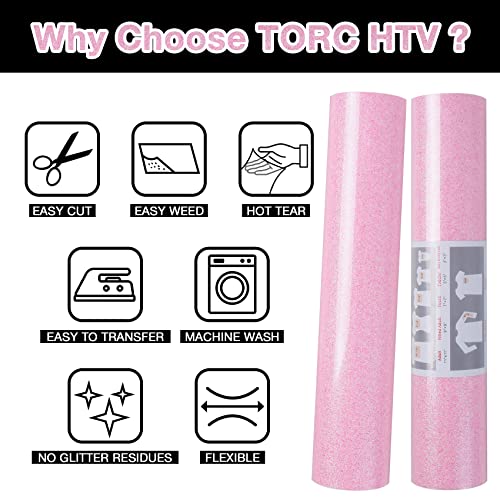 Pink Glitter HTV Heat Transfer Vinyl Large Roll 12 inch x 20 ft Sparkly Iron on Vinyl for T Shirts Crafts