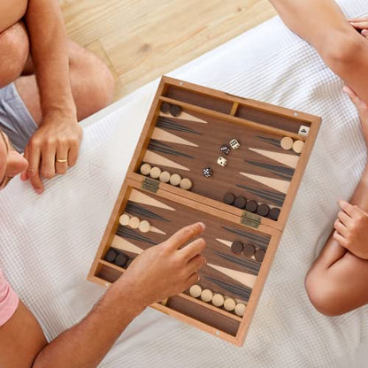 GSE Premium Wooden Magnetic Inlay Backgammon Board Set