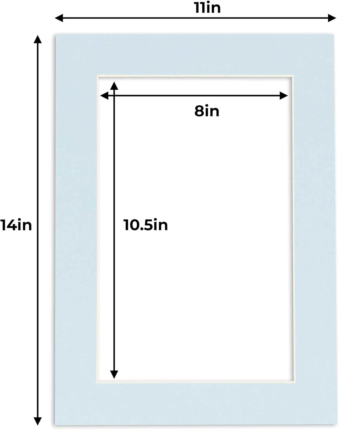 11x14 Mat for 8.5x11 Photo - Precut Baby Blue Picture Matboard for Frames 11 x 14 Inches - Bevel Cut to Display Art 8.5 x 11 Inches - Acid Free Pack of 100 MATS with Backing Boards & Clear Bags
