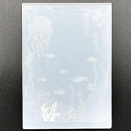3D Texured Sea Fish Jellyfish Plastic Embossing Folders for Card Making Scrapbooking and Other Paper Crafts
