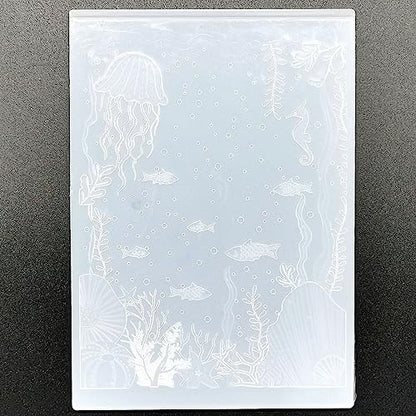 3D Texured Sea Fish Jellyfish Plastic Embossing Folders for Card Making Scrapbooking and Other Paper Crafts