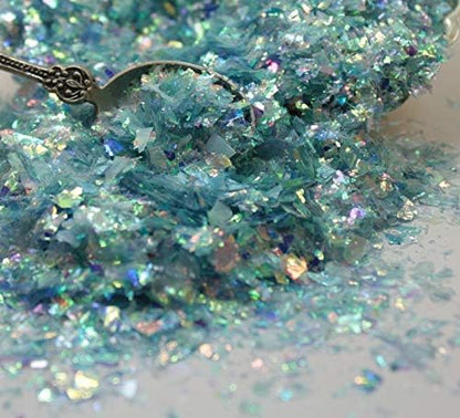 Light Blue Iridescent Ice Glitter Flakes for Nail Art