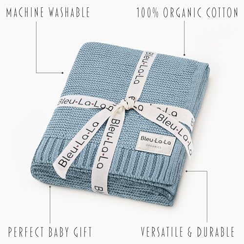 100% Organic Cotton Heritage Knit Textured Baby Quilt Blanket for Boys