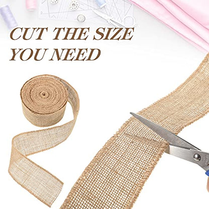 20 Yard 2.5 Inches Burlap Ribbon Wide Jute Ribbon Natural Burlap Fabric Roll Wired Edge for Wreaths