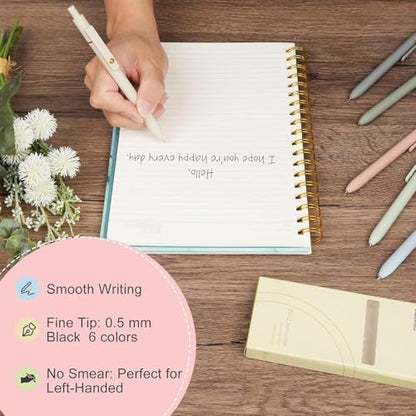 Gel Pens 6 Pcs 0.5mm Retractable Quick Dry Black Ink Pens (6 Count)