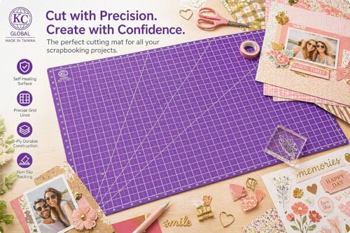 A1 (38"x26") Professional Grade Self-Healing Cutting Mat - Purple, Odor-Free, Reversible, Eco-Friendly, Durable, 2mm PVC Material, Premium Desk Mat for Crafters, Quilters, and Hobbyists