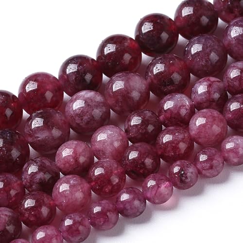 38PCS 10MM Natural Stone Kunzite Purple Jade Beads Round Loose Beads for Jewelry Making Bracelet 1 Strands 16"