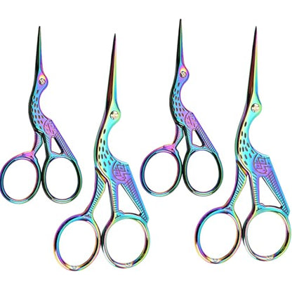 4PCS Vintage Stork Shape Sewing Scissors Stainless Steel Scissors (2 Count)