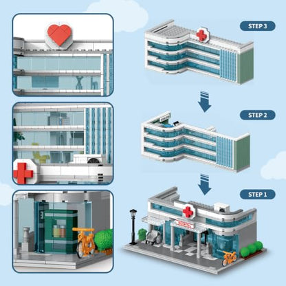 City Hospital Building Set Compatible with Lego 1350pc LED Lighting (1350 Count)