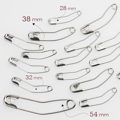 160 Pcs Curved Safety Pins for Quilting Basting Pins 28mm 32mm 38mm 54mm (160 Count)
