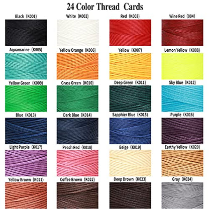 Waxed Thread 852Yards 150D 0.8mm Flat Polyester Wax Thread for Hand Sewing Leather Craft DIY Projects Shoes Repair Book Binding