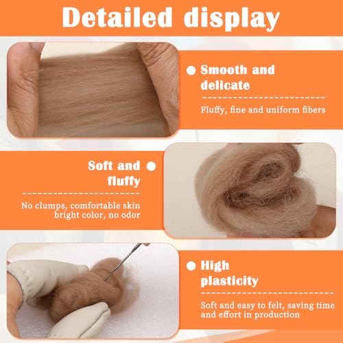 1.76oz Bright Brown Natural Wool Roving