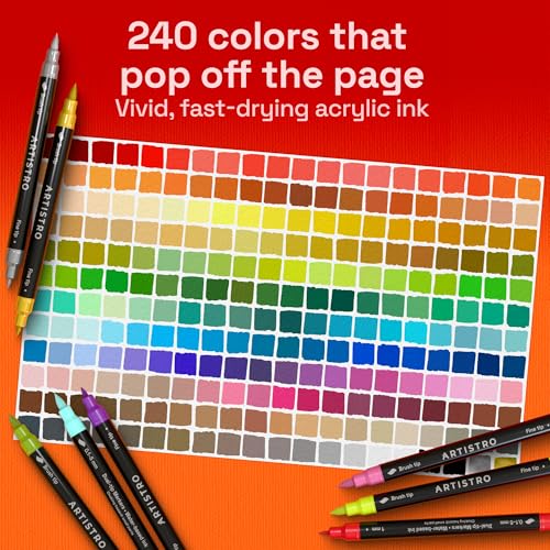 240 Dual Tip Acrylic Paint Marker Pens for Drawing (240 Count)