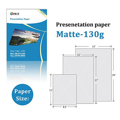 100 Sheets Matte Presentation tabloid paper 11x17 photo paper matte Double Sided 37lb Brochure Paper 6.5Mil for laser and Inkjet Printers