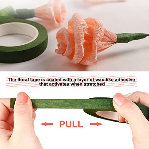 12 Rolls 1 2 Inch 30 Yard Green Floral Tape for Bouquet Stem Wrapping