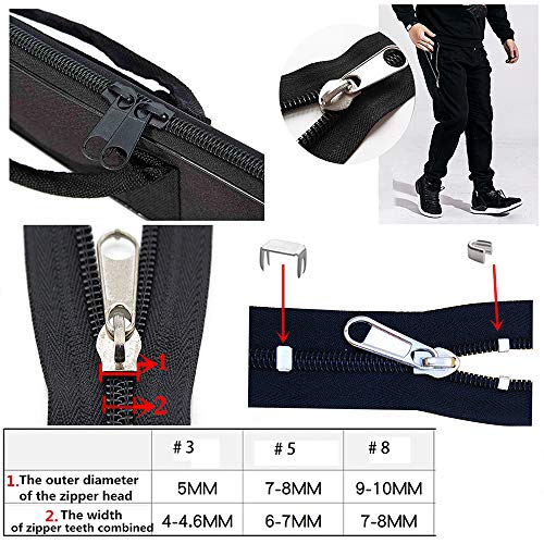 255 Pcs Zipper Repair Kit with Pliers Fix Zippers Sliders Pull Stop (255 Count)