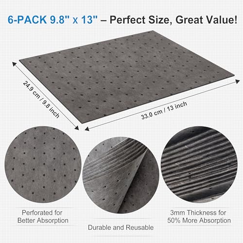 Oil Absorbent Pads 9.8" x 13" 20 Packs Universal Multi