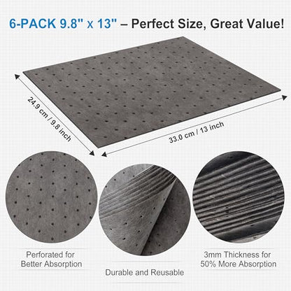 Oil Absorbent Pads 9.8" x 13" 20 Packs Universal Multi