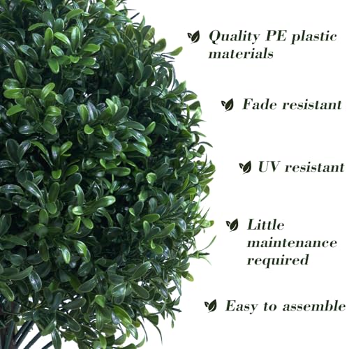 2Pack UV Resistant Green Artificial Boxwood Topiary Fake Plant (2 Count)