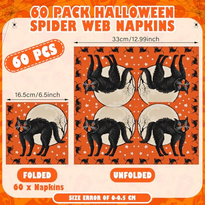 60 Pcs Vintage Halloween Cocktail Paper Napkins 6.5 x 6.5 Inches (60 Count)