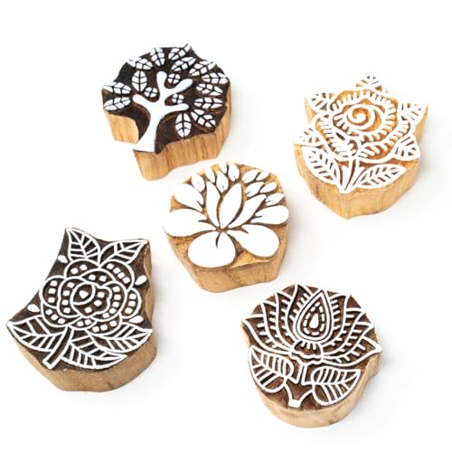 Floral Wood Printing Stamp (5 Count)
