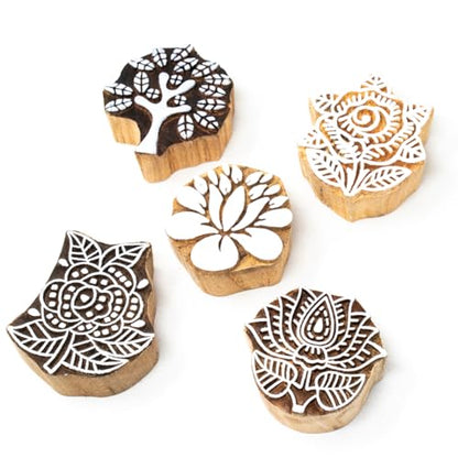 Floral Wood Printing Stamp (5 Count)