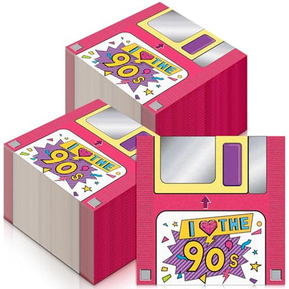 60 Pcs 90s Cocktail Paper Napkins 6.5 x 6.5 Inches (60 Count)
